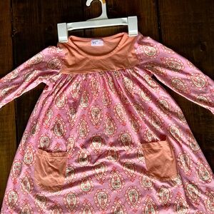 Pink Paisley Long Sleeve Dress